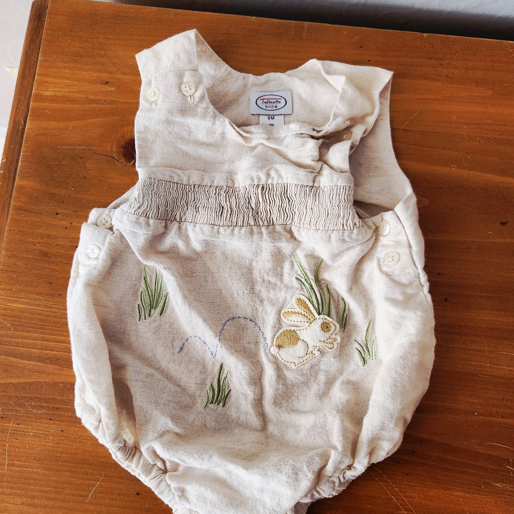 Talbots 9m Cream Romper with Bunny Design